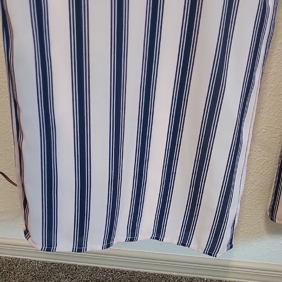 Jumpsuit Romper Long M Pink Blue Strip Lined Halter Top - Picture 6 of 12